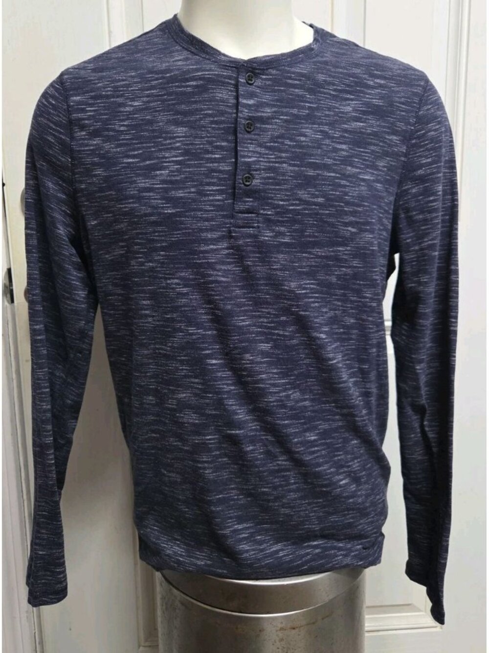 Marc Anthony Mens Long Sleeve Shirt Blue Black Size XL